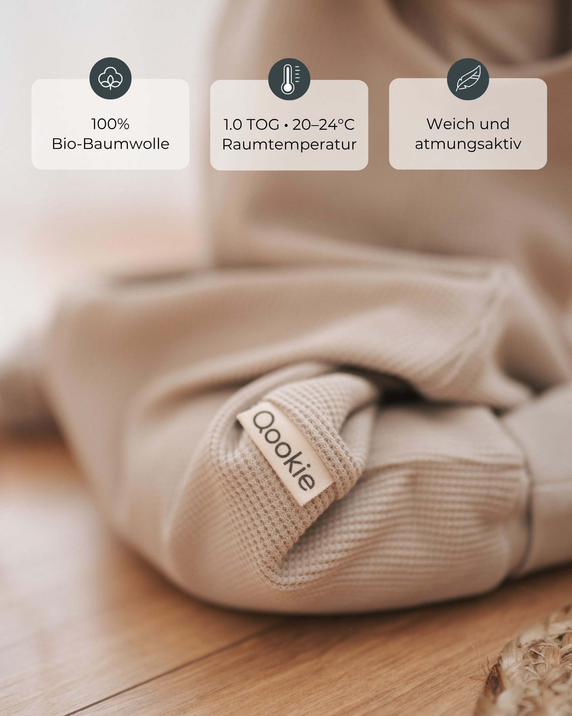 Sleeping bag with feet - Clay - 1.0 TOG