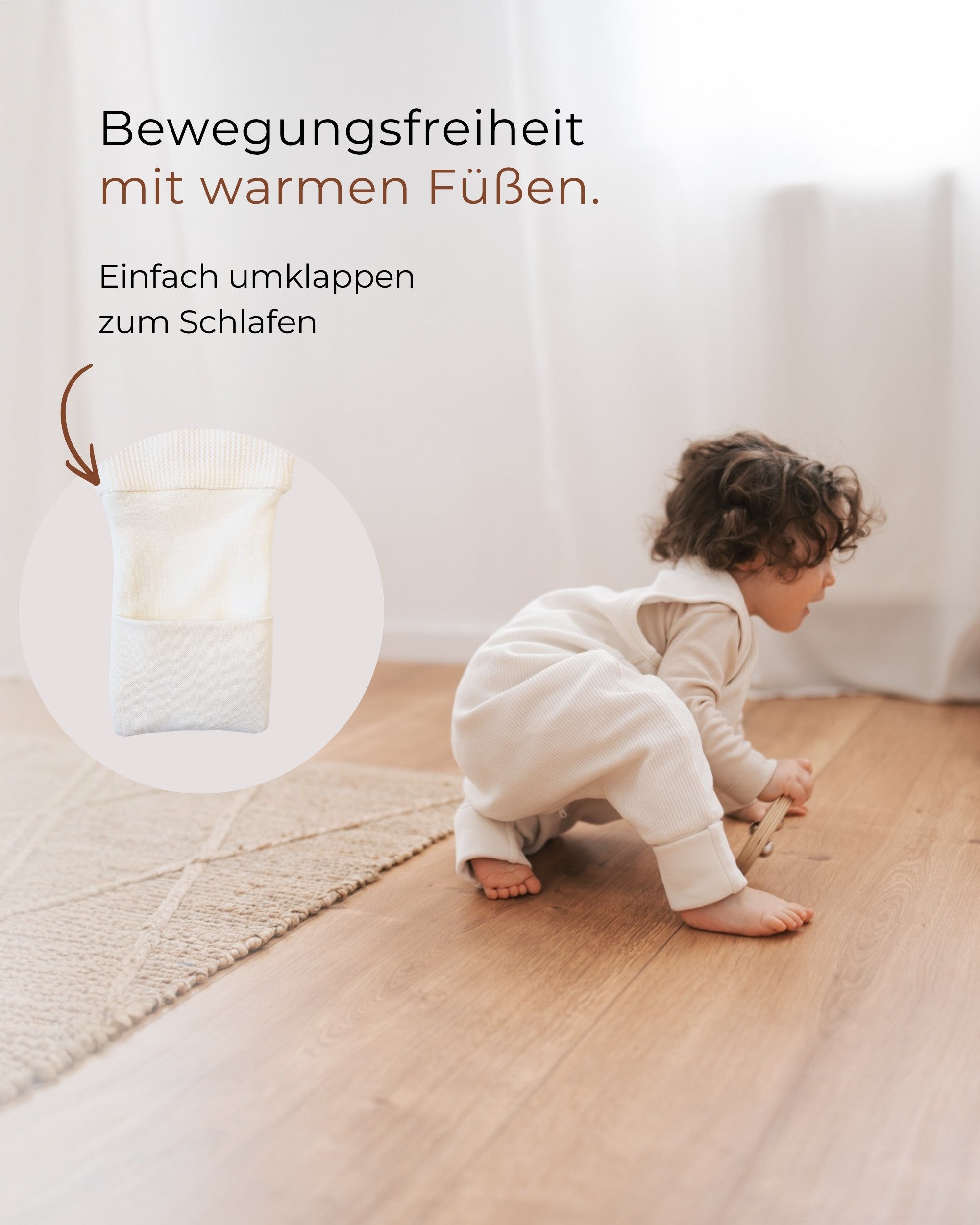 Sleeping bag with feet - Beige - 1.0 TOG