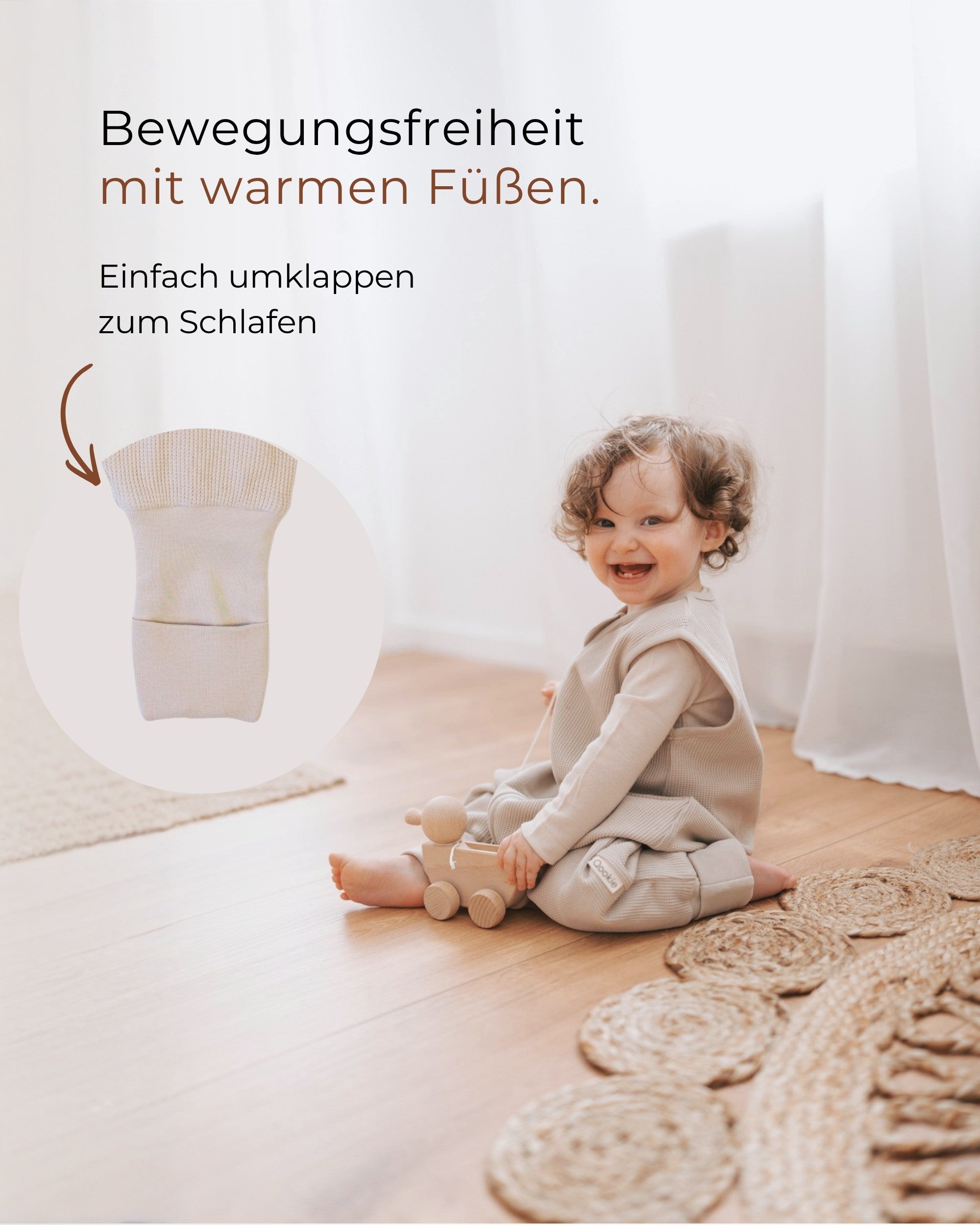 Sleeping bag with feet - Clay - 1.0 TOG