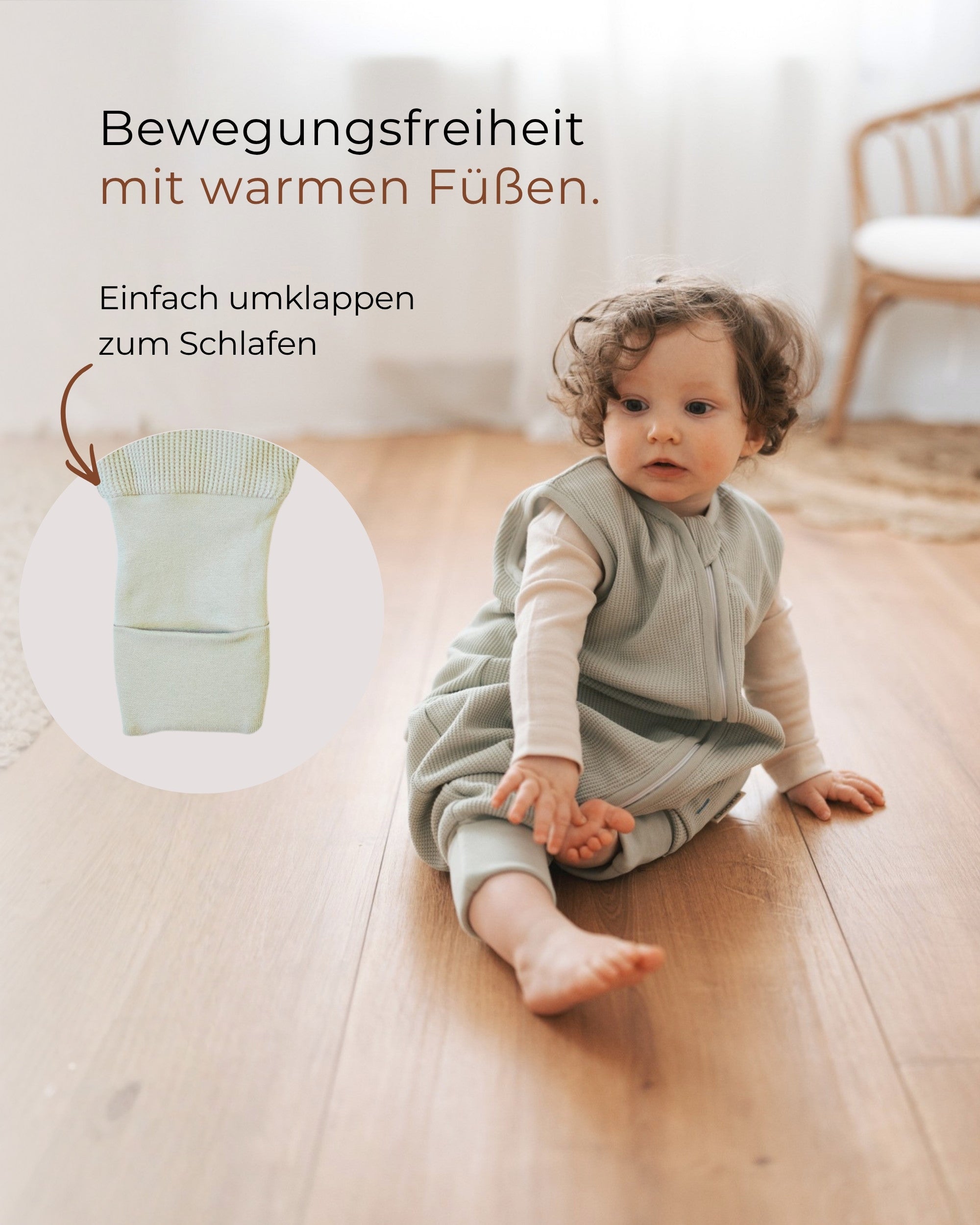 Sleeping bag with feet - Salvia - 1.0 TOG
