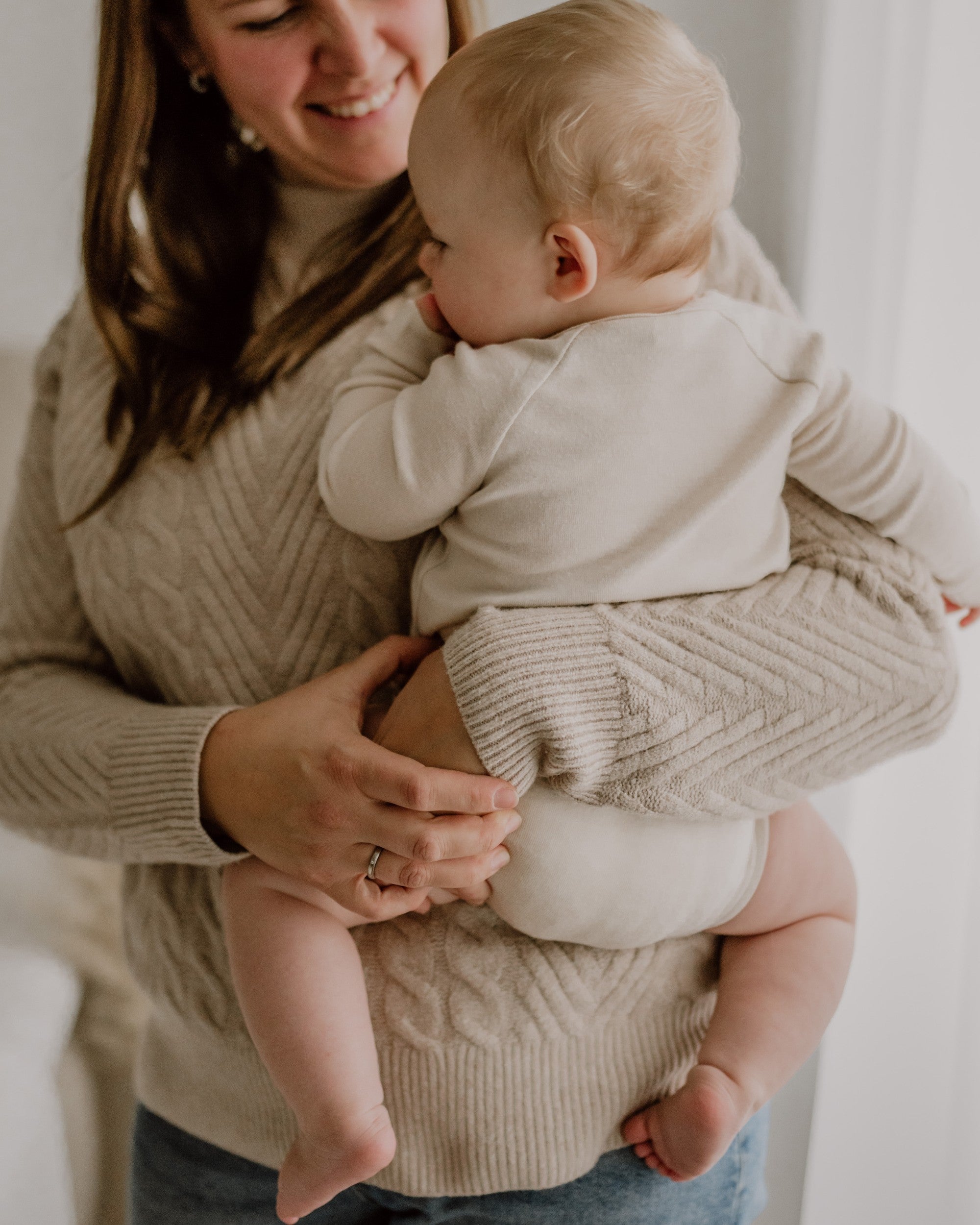Wool Silk Wrap Bodysuit - Beige